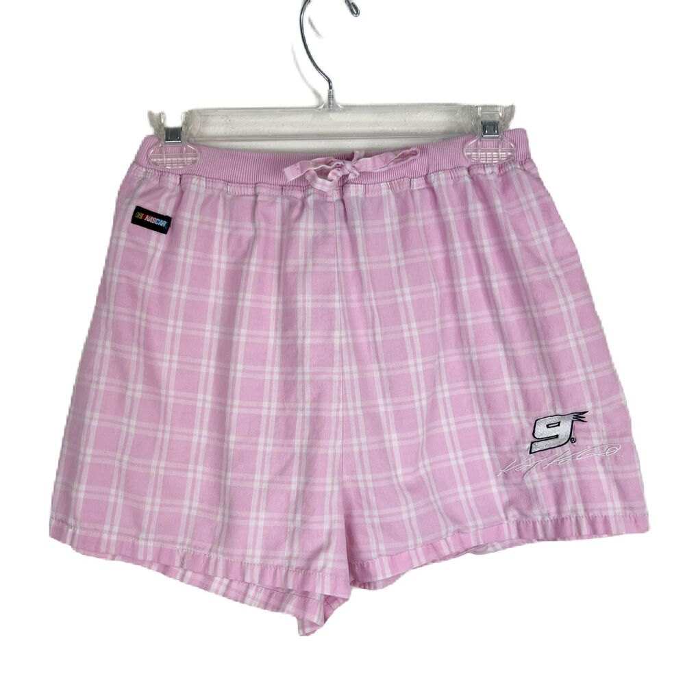 NASCAR Shorts Women Medium Concept Sport Sleepwear Pink Plaid Kasey Kahne